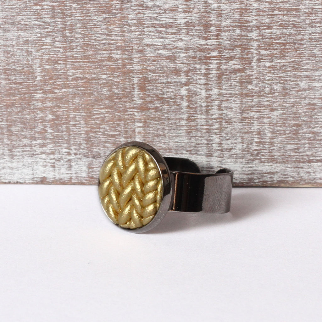 Metallic gold Knitted clay ring
