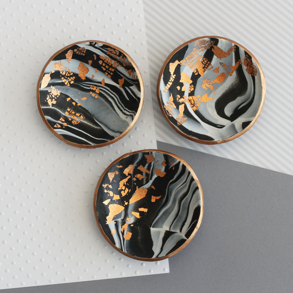 Marble and copper trinket dish