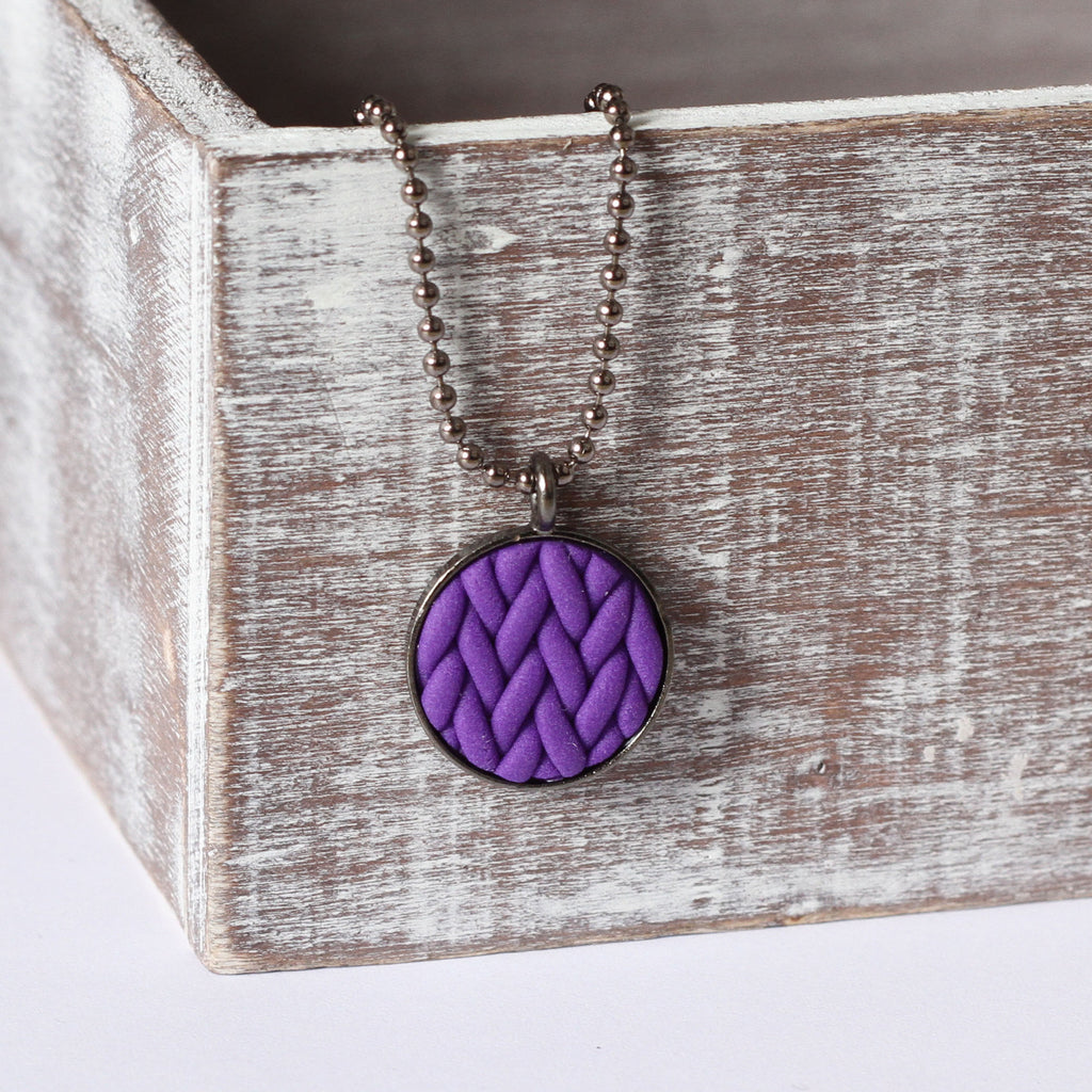 Purple knitted clay Necklace