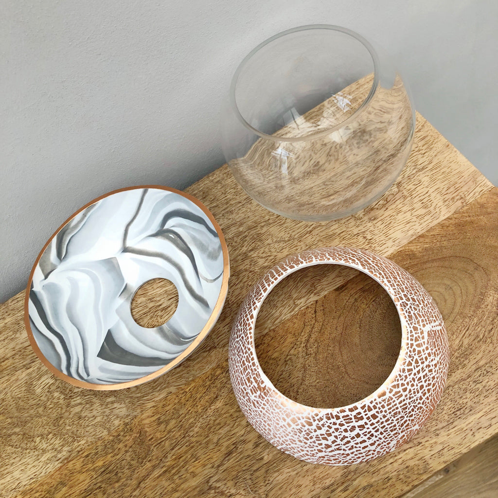 Light Marble and Copper Ball Vase