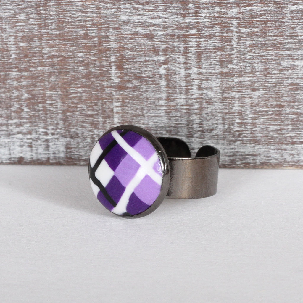 Purple Tartan Clay Ring