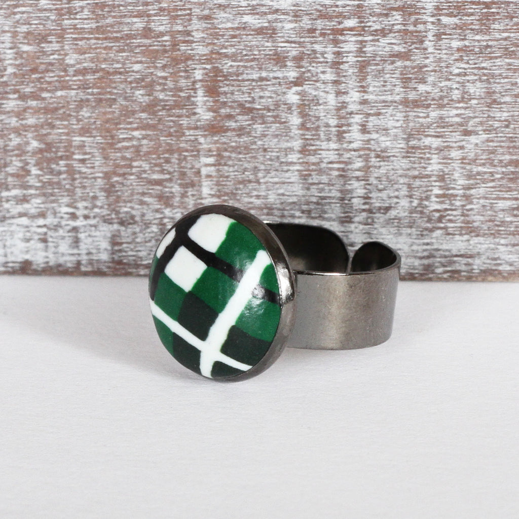 Green Tartan Clay Ring