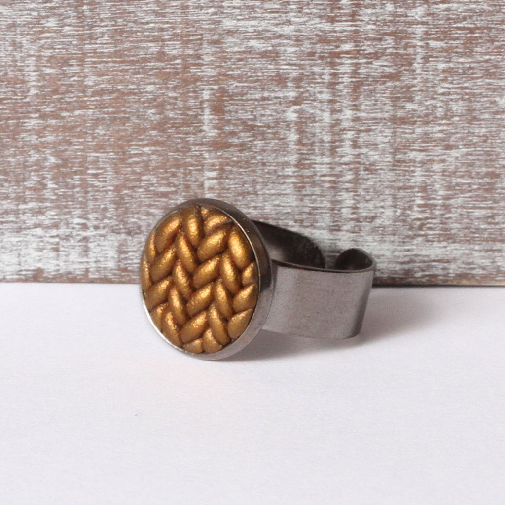 Metallic copper Knitted clay ring