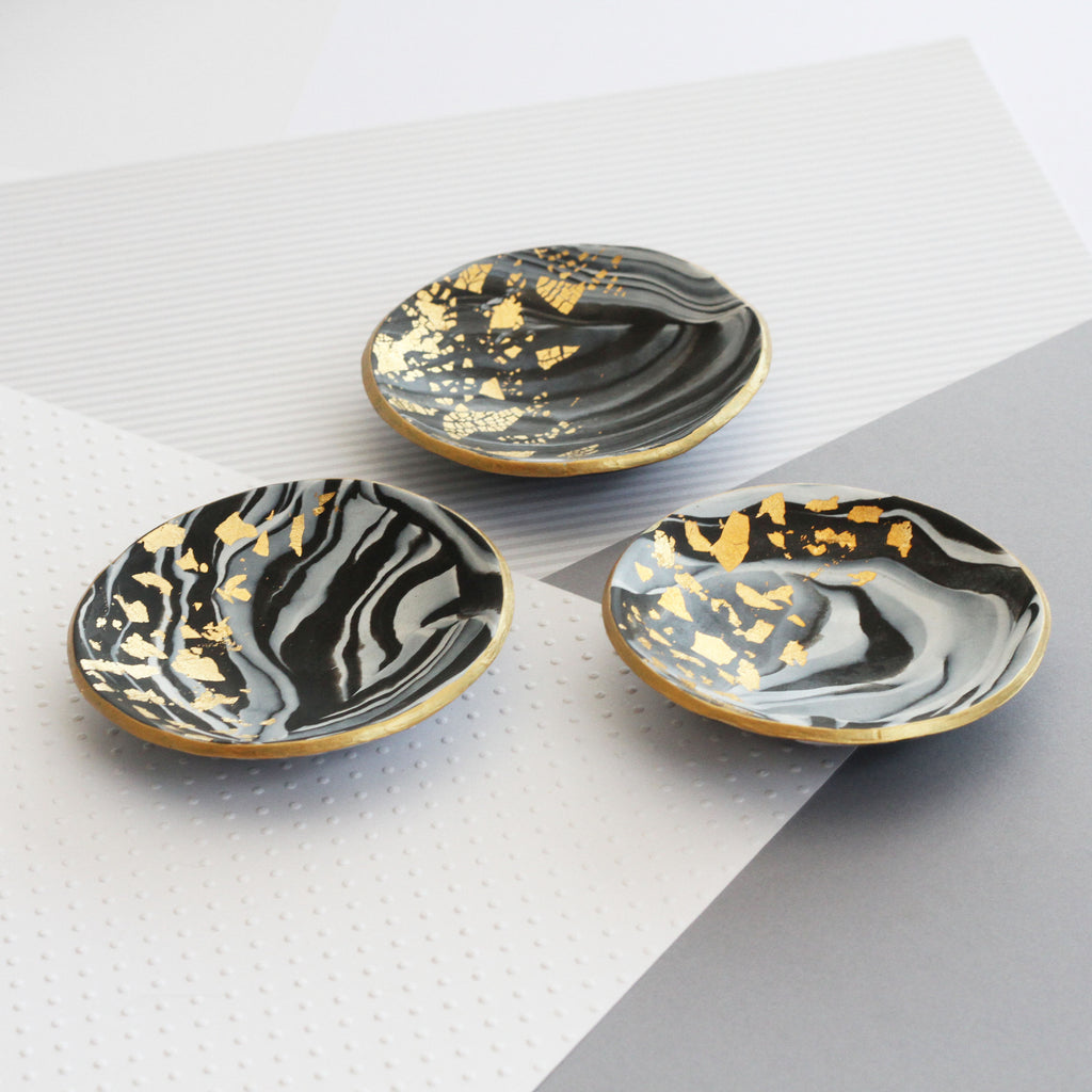Marble and gold trinket dish