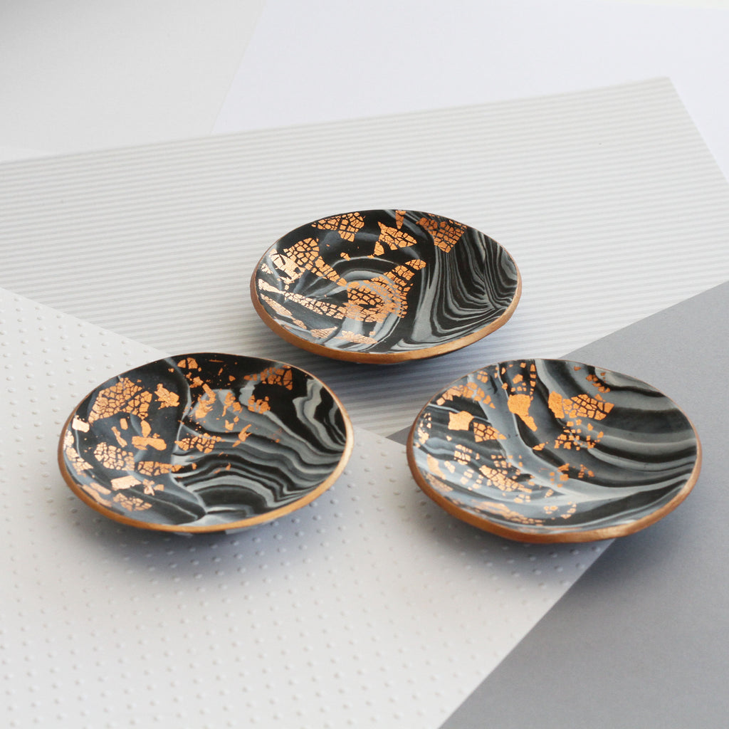 Marble and copper trinket dish