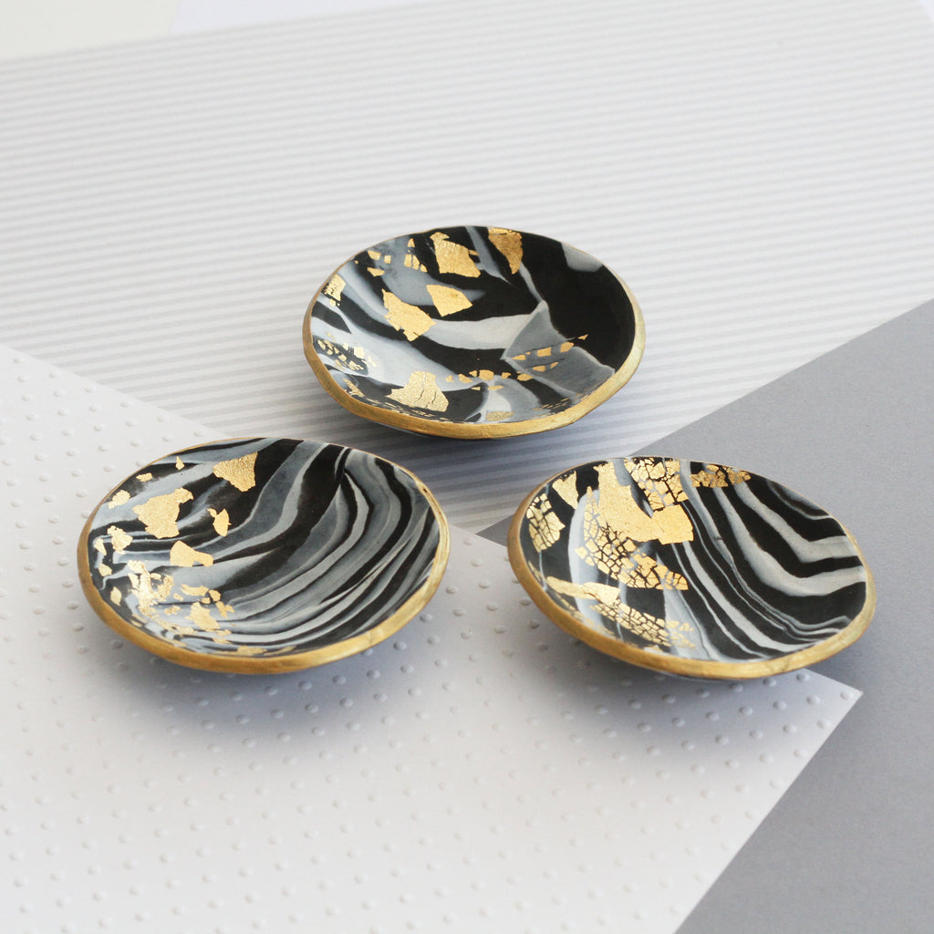 Marble and gold trinket dish