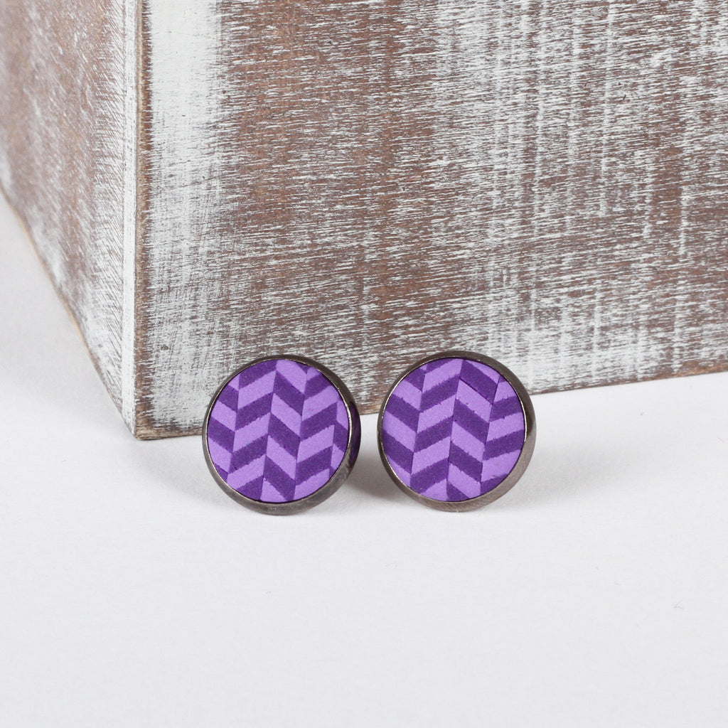 Purple Tweed clay earrings