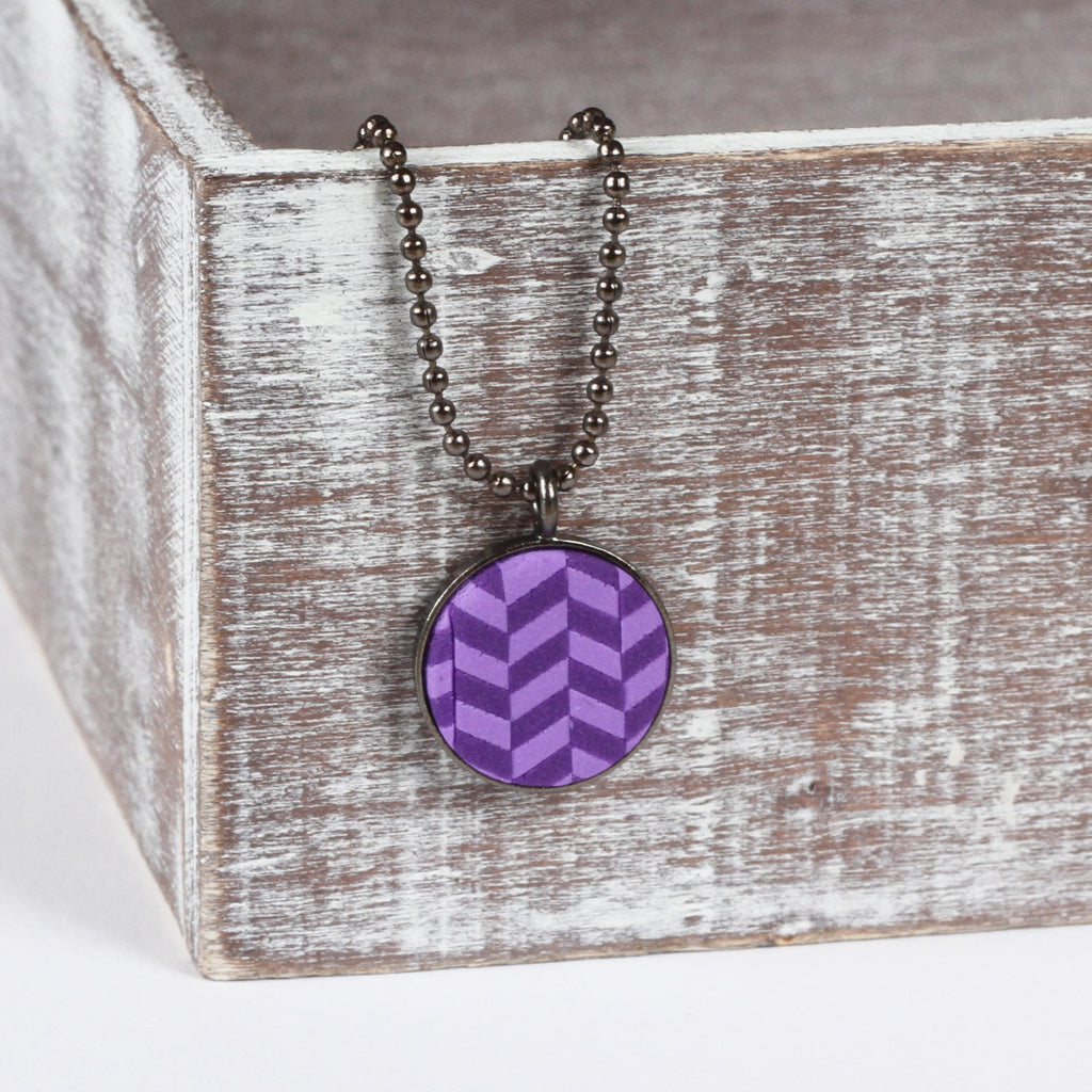 Purple tweed clay pendant
