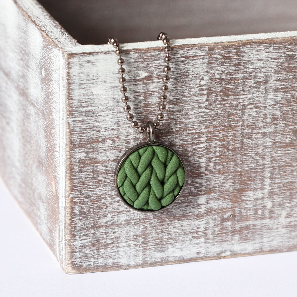 Khaki knitted clay Necklace