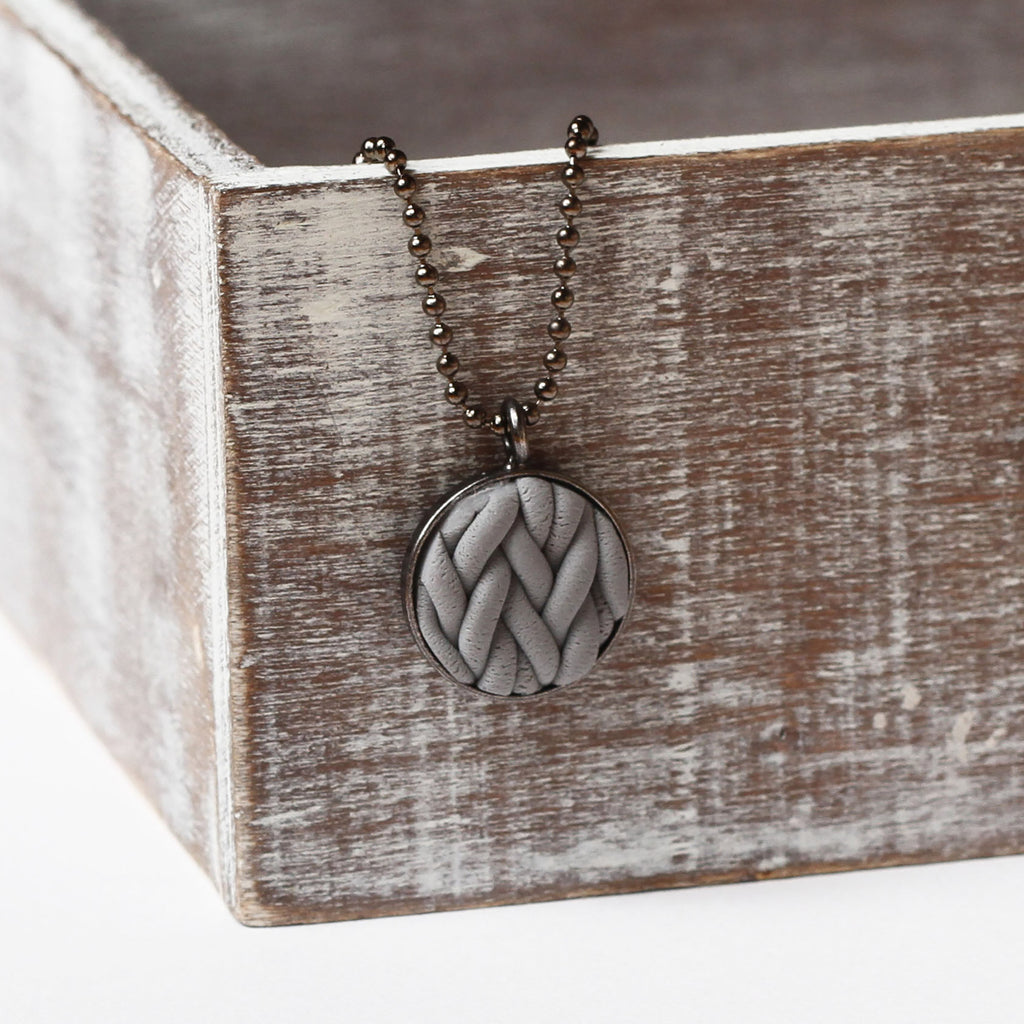 Grey knitted clay Necklace