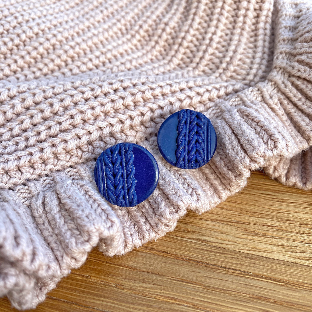 Knitted statement stud - Navy
