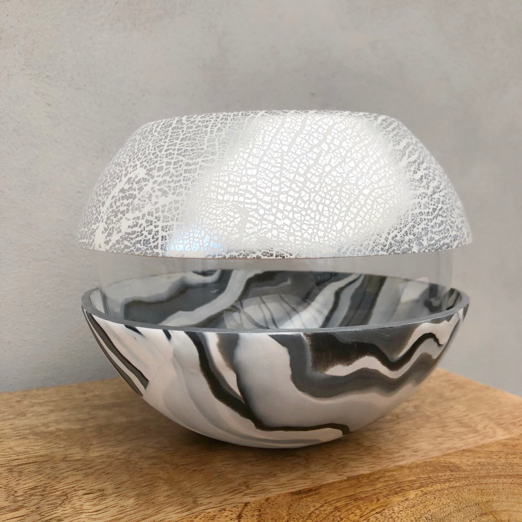 Light Marble and Silver Ball Vase