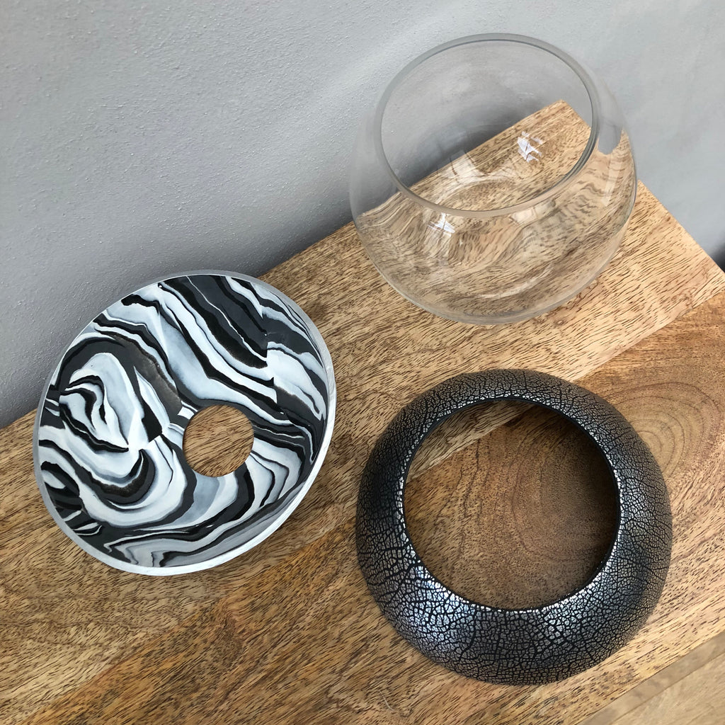 Dark Marble and Silver Ball Vase