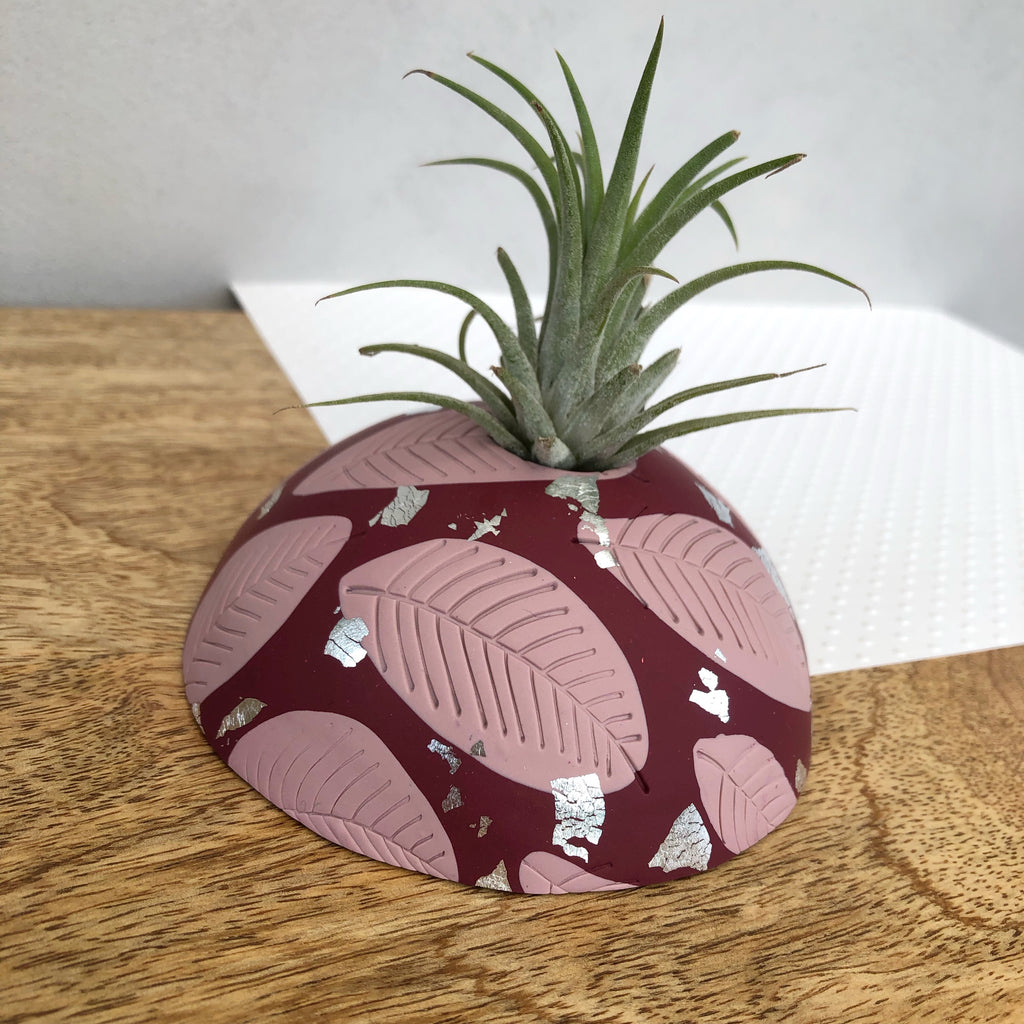 Burgundy and blush pink vase and airplant dome set