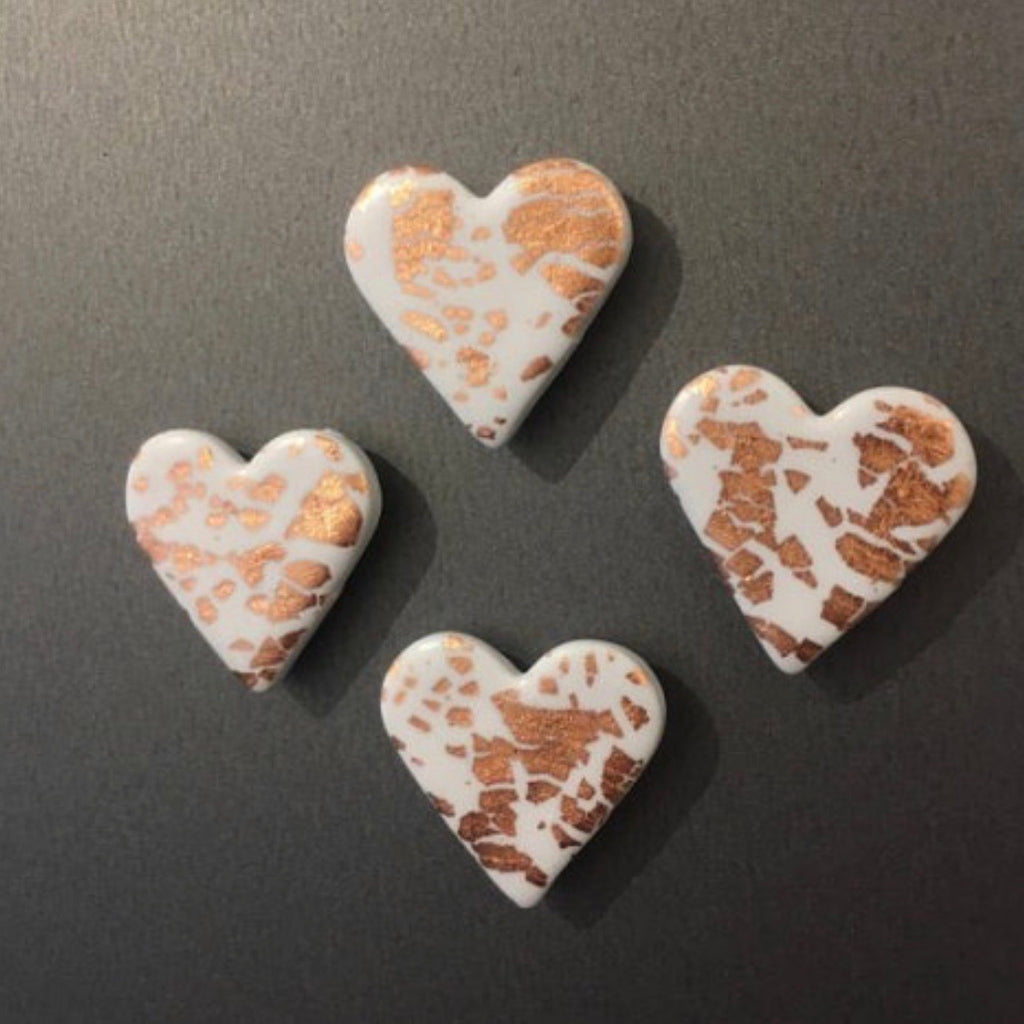 Copper foil heart magnets - pack of 4